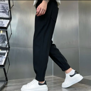 กางเกงลำลองหลวมๆ สำหรับผู้ชายและผู้หญิง ทรงเอวสูง ทรงหลวม ทรงฮาราจูกุ สีพื้น กางเกงขายาวทรงสลิมฟิต