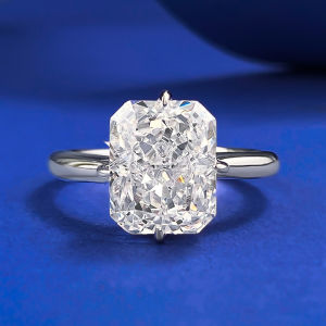 Sparkling 4ct 8x11MM High Carbon Diamond Ring for Womens Wedding and Engagement Rings Jewelry Gift 18K Gold Plated S925 Silver