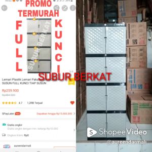 Lemari Plastik Lemari Pakaian Diamond 4 Susun Full Kunci