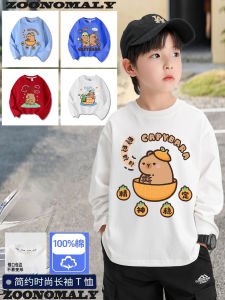 Pure Cotton Long Sleeve Base Shirt Inner Wear for Boys And Girls Spring Autumn Season  Style Cartoon Print round Neck