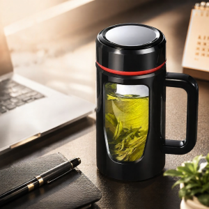 Jiaxun | Durable Thick Large Capacity Glass Mug with Handle Black