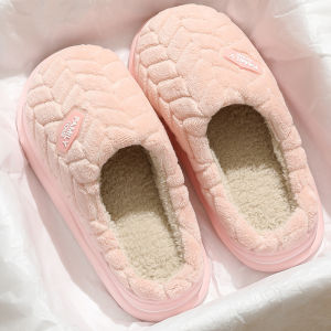 รองเท้าแตะผ้าฝ้ายแบบหนาสำหรับฤดูใบไม้ร่วงและฤดูหนาว รองเท้าแตะบ้านแบบหนาป้องกันการลื่น รองเท้าแตะแบบมีขนสำหรับคู่รัก รองเท้าแตะผู้ชายแบบผ้าฝ้าย รองเท้าแตะผู้หญิง