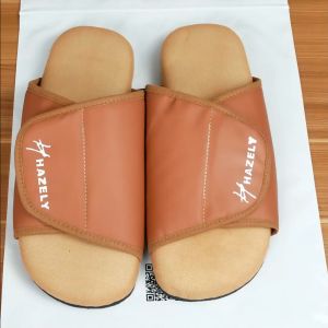 Hazely - Sandal Kesehatan Diabetes Slop Velcro Super Empuk / Coklat Bata