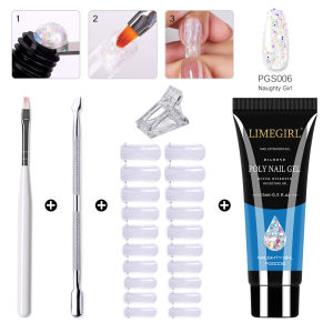 15ml Poly Nail Gel Complete Set for Nail Extension Glitter Solid Color Gel Polish Kit Quick Extension Gel Soak Nail Art DIY Nail