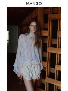 Mango | Boho Style See-Through Striped Ruffle Shirt