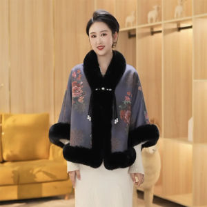 New Arrival Fleece Lined Thickened Flag Robe Cardigan Womens Autumn Winter Outerwear Short Coat Original Design Wool Blend
