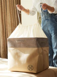 Large Capacity Laundry Basket Home Use Cloth Art Washable Drawstring Wardrobe Dirty Clothes Basket Blanket Clothing Organizer