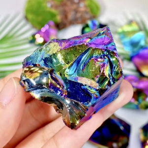 1PC Aura Obsidian Nguyên Pha Lê Đá Quý Tự Nhiên Chữa Bệnh Trang Sức Lấp Lánh Quà Tặng Sinh Nhật Phong Cách Hiện Đại Đá Dành Cho Người Đàn Ông