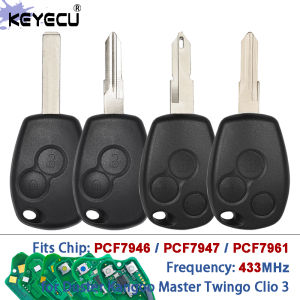 KEYECU for Renault Duster Kangoo Master Modus Twingo Clio 3 433MHz PCF7946 PCF7947 PCF7961 Chip Remote Key Fob VC102 NE72 VA2