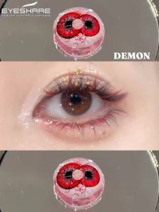 Kính Áp Tròng Cosplay EYESHARE 1 Cặp Màu Trắng Kính Áp Tròng Màu Halloween Trang Điểm Mắt Đỏ Mắt Đen Điên Rồ Dùng Một Năm Chất Liệu HEMA