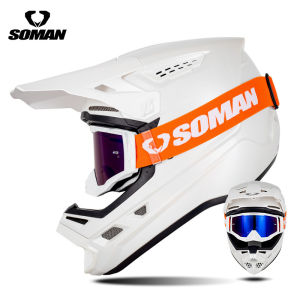 Original New SOMAN M12 bicycle helmet road mountain downhill off-road helmet men and women outdoor cycling helmet with high-end goggles