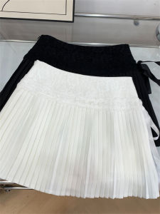 กระโปรงสั้นทรงเอเอวสูงสีขาว ทรงหลวมสบายๆ สำหรับผู้หญิง ฤดูใบไม้ร่วง/ฤดูหนาว สไตล์ใหม่ เดรสยาวครึ่งตัว