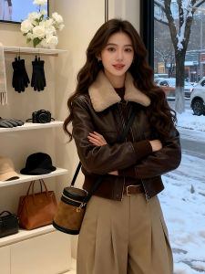 OUCAO | American Retro Fur Collar Quilted Lined Short Jacket