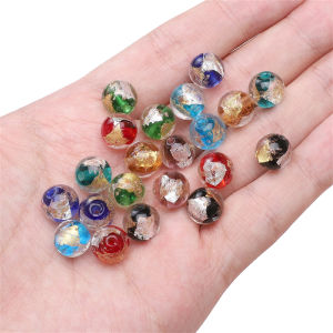 1ชิ้น10มม. ลูกปัดแก้วฟอยล์สีทองย้อนยุคครึ่งทองครึ่งเงินสำหรับสร้อยข้อมือทำด้วยมือต่างหูสร้อยคอพวงกุญแจการทำเครื่องประดับหัตถกรรม DIY