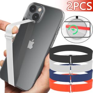 2Pcs Silicone Phone Holder Finger Grip Strap Protable Phone Elastic Band Strap with Clip for IPhone Huawei Xiaomi Universal Anti-fall Elastic Phone Lanyard