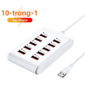 10 Cổng USB Hub Docking Station 9V2A/5V3A/5V2A/5V1A Đầu Nối USB Bên Ngoài Cho Laptop Máy Tính Để Bàn Chuột Bàn Phím Đĩa Cứng