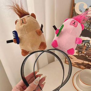 JuEeyl Capybara  Headband Cartoon Funny Guinea Pig Hairband Womens Cute Face Wash Headband Funny Plush Hair Band Hair Accessories Creative Headwear