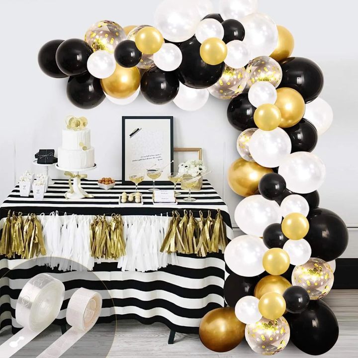 120pcs Black and Gold Balloons Garland Arch Kit with Black Gold ...