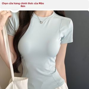 MiiOW | Áo Thun Ôm Body Thấm Hút Mồ Hôi cho Yoga và Thể Thao Màu Hồng Nhạt