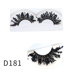 ขนตาปลอมแบบเต็มแถบ 1 คู่ สไตล์ฮาโลวีน ประดับเลื่อมวิบวับ ฟูฟ่อง สำหรับแต่งคอสเพลย์ แต่งหน้าบนเวที