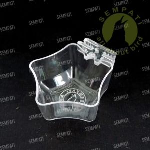 SEMPATI Free GANTUNGAN BUAH Cepuk Wadah Pakan Minum Burung Segi Lima 5 Transparan Anti Tumpah Untuk Lovebird Kenari Murai Kacer BONUS TANGKRINGAN ASEM VIRAL