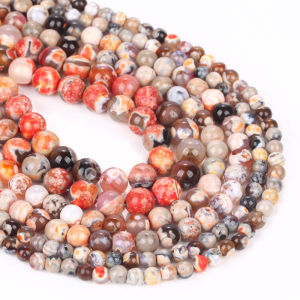 Natural Stone Beads 6-10mm Orange Red Fire Agate Round Loose Spacer Beads for Jewelry Making DIY Bracelets Earring Accessories