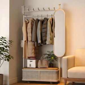 YOUDIANNIU | Moveable Home Use Clothing Rack & Dressing Mirror