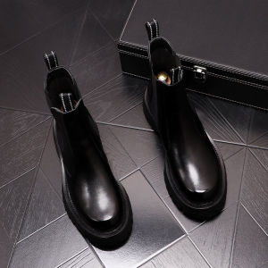 รองเท้าบูทมาร์ตินรองเท้าบูทผู้ชายแฟชั่นรองเท้าบูทยีนส์บุขนรองเท้าบูทสั้นลำลองผู้ชายแบบใหม่ฤดูใบไม้ร่วงและฤดูหนาวรองเท้าบูทเชลซีแบบสวมเท้าแฟชั่น