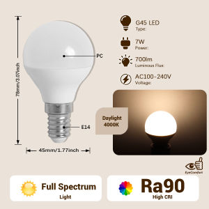 GATETOP | E14 E27 Bóng Đèn LED Toàn Phổ G45 CRI90 Hiệu Ứng Màu Sắc Cao Chăm Sóc Mắt Đèn Trang Trí AC100-240V Để Chiếu Sáng Xung Quanh Trong Nhà 2700K-6500K