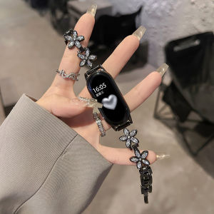 Uhada Metal Smartwatch Band for Xiaomi Mi Band 8 7 6 5 Petal Flower Creative Flower Chain Female Friend Compatible Wristband