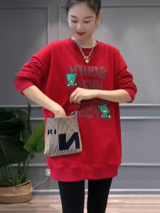 Spring Autumn round Neck Sweatshirt Womens Loose Fit Casual Big Pocket Fashionable Outerwear Top Korean Style Long Sleeve