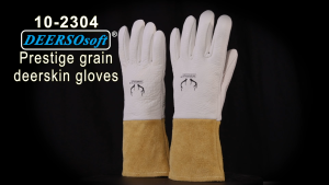 WELDAS Premium Deer Skin Welding Gloves with Ultra-Sensitive Fingertips - Heat Resistant for TIG/MIG Argon Arc Welding 10-2304