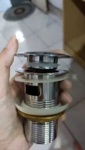 Pop Up Basin Drain / Afur Wastafel Tekan Kuningan / Kepala Afur Non Overflow Kepala Saringan Pembuangan Air Strainer Gede