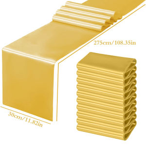 Premium Satin Table Runner Gold Table Flags Wedding Silk Fabric for Banquet Graduation Birthday Party Decorations Table Decor