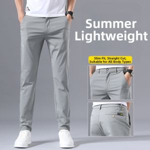 tesixing | Mens Slim Fit Stretch Korean Style Business Trousers Summer Lightweight