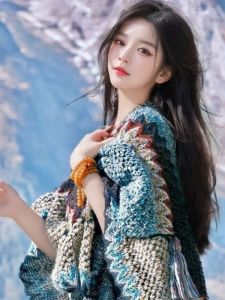 Ethnic Knitted Shawl Womens Travelwear Scarf Cape Outerwear Poly Fiber Tassel Trim Multifunctional Long Rectangle Shape