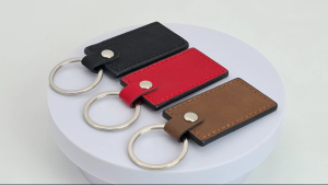 Partner Print - Rectangular PU Leather Keychain Mixed Color 1PC