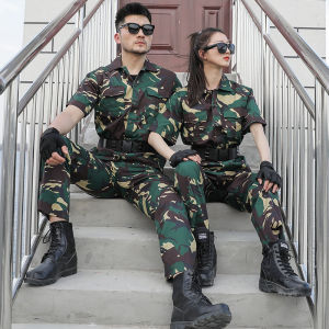 New Style Short Sleeve Camouflage Uniform Set Mens Summer Thin Breathable Wear Resistant Workwear Labor Protection Outdoor Camping Travel Gear