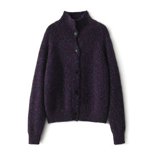 Soft Misty Feeling Wool Blend Knitted Sweater Womens Vintage Color Thread Knit Open Cardigan Starry Sky Pattern Casual Style