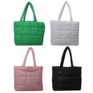 Women Down Hobo Bag with Quilted Pattern and Spacious Interior in Classic Brown for Work and Travel