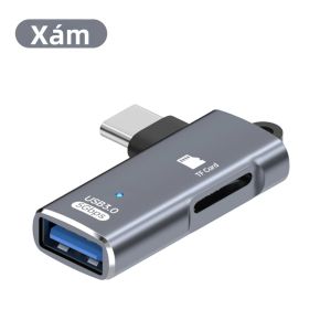 Bộ Chuyển Đổi USB C OTG 2 Trong 1 Type-C Sang USB3.0 Hỗ Trợ Truyền Dữ Liệu & Đọc Thẻ TF Cho Điện Thoại iPhone 15-17 Máy Tính Bảng Máy Tính Xách Tay