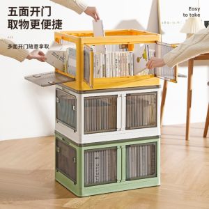 Large Capacity Foldable Plastic Storage Box Toys Organizer for High School Classroom Transparent Doll Storage Box Household Use