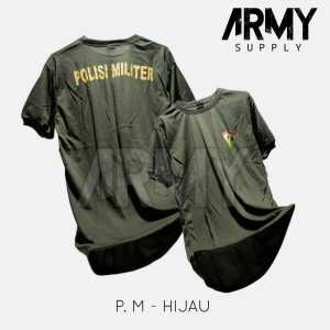 Kaos Polisi Militer Hijau Dalam Bahan Cotton