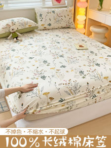 ผ้าคลุมเตียงแบบป้องกันสัมผัสที่อบอุ่นและสบายสำหรับฤดูใบไม้ผลิ 2024 ผ้าฝ้ายแท้ 100% ลายดอกไม้พิมพ์แบบอินทรีย์ ขนาดเตียง Queen Size