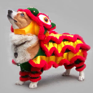 Lion Dance Costume for Dogs Festive Celebration Clothes Four Legs Pet Apparel Chinese New Year Holiday Pug French Bulldog