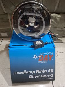 LAMPU DEPAN NINJA SS SET BILED 7inc SPORT DAY RGB HEADLAMP NINJA SS R BILED SHOURD BMW 3INC 60WATT JAUH PUTIH SUPER TERANG PNP NINJA R SS MEGAPRO TIGER OLD