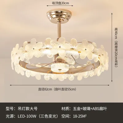 Crystal Ceiling Fan Light for Bedroom and Dining Room
