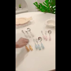 Korean Bear Cutlery Aesthetic/Sendok Garpu Lucu Motif Beruang Teddy Bear/Peralatan makan ala Korea