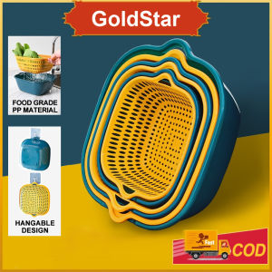 Goldstar double-deck Drainage basket vegetable washing basket Kitchen Multifunctional Drain Storage Basket Washing Cleaning Draining and Storing Fruits and Vegetables