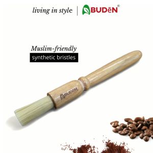Abuden Espresso Grinder Brush Durable & Muslim-Friendly High-Quality Synthetic Bristles Ergonomic Wooden Handle